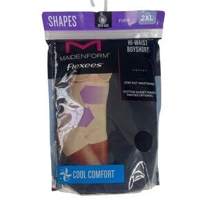 Maidenform Flexees Hi Waist Boyshort Shapewear 2XL New Firm Control Black